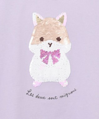 ANY KIDS ミラクルスパンコール 長袖 Tシャツ ラベンダー×ハムスター