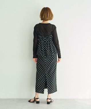 YECCA VECCA ドット柄バルーンキャミワンピース Black