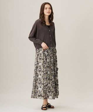 自由区 【洗える】ペーパーブレンドショート カーディガン スレート