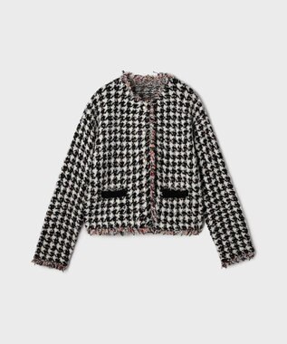 GRACE CONTINENTAL ツイードニットショートカーディガン ブラック