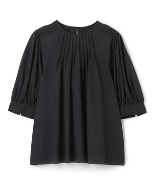 UNFILO L イージーケア ピンタックブラウス ブラック