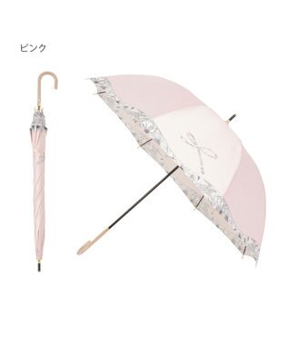 MOONBAT 【耐風傘/ジャンプ傘】ランバン オン ブルー (LANVIN en Bleu) リボン 花柄 長傘 サテンプリント ピンク