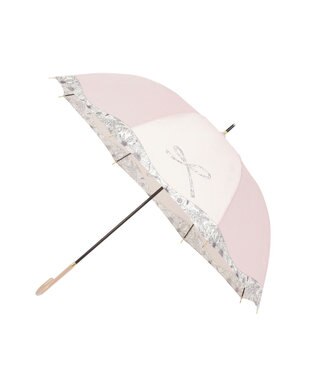 MOONBAT 【耐風傘/ジャンプ傘】ランバン オン ブルー (LANVIN en Bleu) リボン 花柄 長傘 サテンプリント ピンク