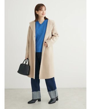 Green Parks もちやわ　Ｖネック前後差プルオーバー Blue