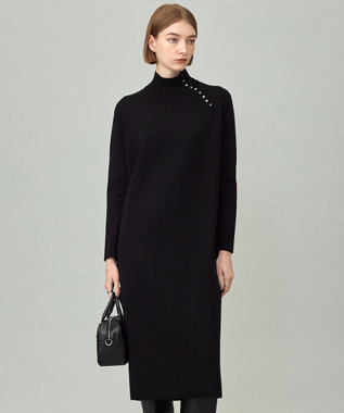 ICB L 【洗える】 シルキーウールダブルフェイス ハイネックニットワンピース