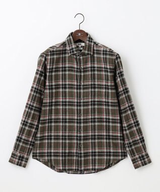 JOSEPH ABBOUD 【柔らかな肌触り/暖かい】 ラフィーコットンフランネルシャツ カーキ系4