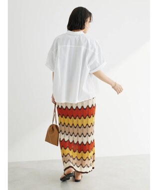 Green Parks 透かし編みマルチボーダースカート Red