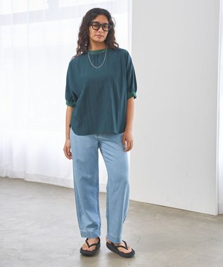 J.PRESS YORK STREET 【WOMEN】ワッシャードルマン ブラウス ダークグリーン系