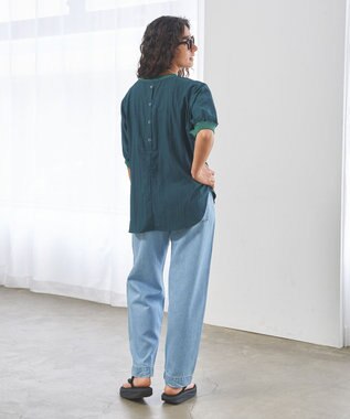 J.PRESS YORK STREET 【WOMEN】ワッシャードルマン ブラウス ダークグリーン系