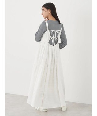 earth music&ecology 表面感肩リボンキャミワンピース Off White