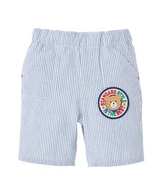 MIKI HOUSE HOT BISCUITS 【80-120cm】 ワッペン 6分丈 ハーフパンツ ブルー