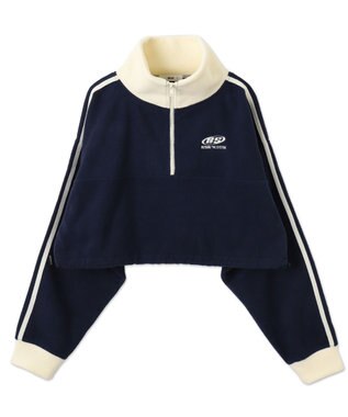 WEGO ハーフジップフリースショートプルオーバー ネイビー