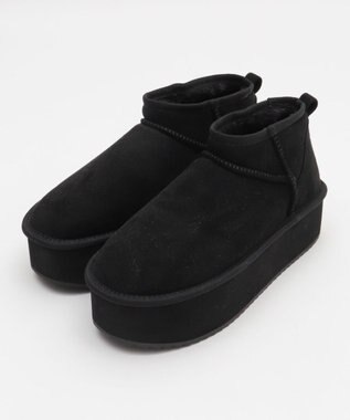 WEGO 【25年秋冬新作/あったかブーツ】厚底ムートンタッチブーツ ブラック