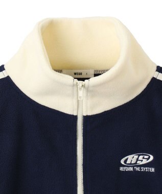WEGO ハーフジップフリースショートプルオーバー ネイビー
