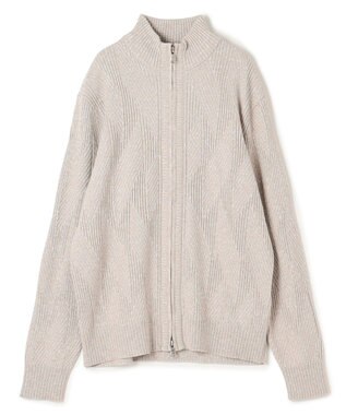JOSEPH HOMME  新柄【洗える】シルクバルキー　　ハイネックジップアップニット ベージュ系