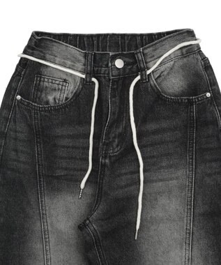 WEGO ウォッシュストリングデニム ブラック