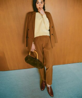 ICB 【接触冷感・UVケア・撥水・洗える】LooseWeave ダブルブレストジャケット ブラウン系