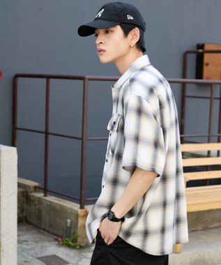 WEGO 【ユニセックス着用ITEM/SMLサイズ展開】オンブレチェックシャツ（SS） 柄2