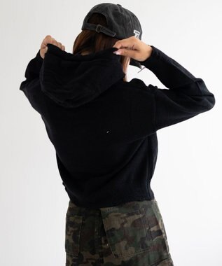 WEGO バタフライWジップシャギーパーカー ブラック