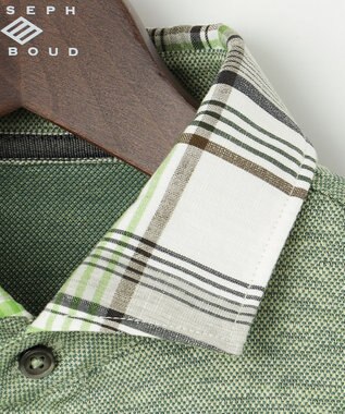 JOSEPH ABBOUD 【吸水速乾】リネンハニカム ポロシャツ カーキ系