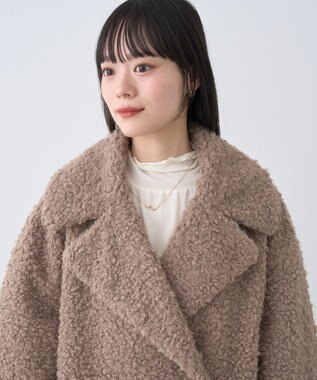 earth music&ecology ループファーコート Gray Beige