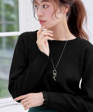 Tiaclasse 【安田美沙子さん着用・選べる2type・洗える】 フリルニットトップス クルーネック：ブラック