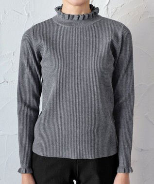 Tiaclasse 【安田美沙子さん着用・選べる2type・洗える】 フリルニットトップス フリル襟：チャコール