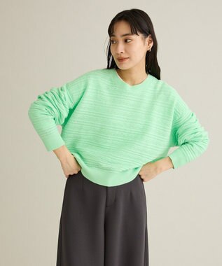 CRAFT STANDARD BOUTIQUE レースボーダーニットプルオーバー Light Green