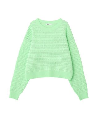 CRAFT STANDARD BOUTIQUE レースボーダーニットプルオーバー Light Green