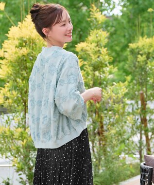 Tiaclasse 立体フラワーレースブルゾン サックス