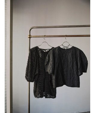 Green Parks AnriettMusee カットジャガードタックブラウス Black