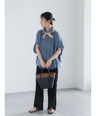 Te chichi ウォッシュデニムライクドルマンシャツ(セットアップ可) ネイビー