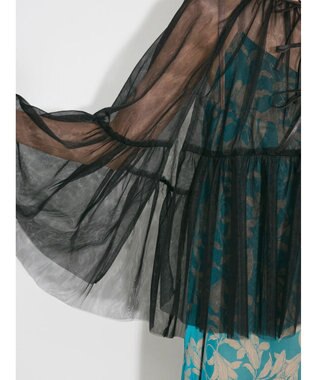 Green Parks リボンチュールデザインブラウス Black