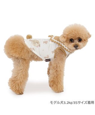 PET PARADISE ペットパラダイス くまちゃん ポケットクール タンクトップ 《アイス柄》 小型犬 ホワイト×ブラウン