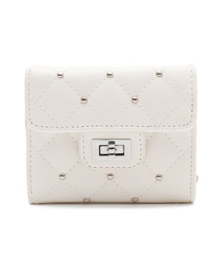 WEGO スタッズキルティングフラップウォレット ホワイト