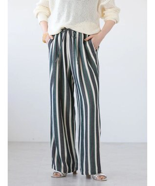 AMERICAN HOLIC 接触冷感リネンブレンドワイドパンツ Stripe