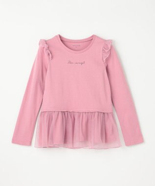 ANY KIDS 裾チュール 長袖 Tシャツ ピンク