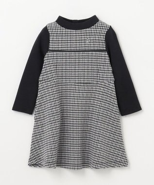 組曲 KIDS 【90-100㎝】チェックジャガード ワンピース ブラック系3