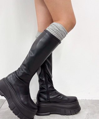 WEGO 切替リブニーハイソックス グレー