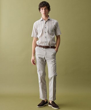 JOSEPH ABBOUD 【キングサイズ・清涼・リネンブレンド】コットンリネン ボイルコード　半袖 シャツ ベージュ系1