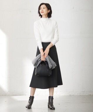 J.PRESS LADIES 針抜きフライス ボトルネック リブ カットソー ホワイト系