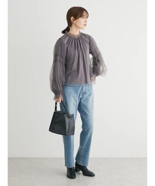 Green Parks ・ＥＬＥＮＣＡＲＥ　ＤＵＥ　チュールハイネックブラウス Charcoal Gray