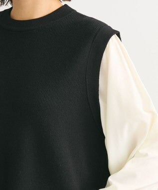 Green Parks 布帛ドッキングニットチュニック Black