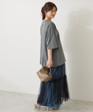 AMERICAN HOLIC 【WEB限定】ピグメント5分袖ロゴプルオーバー Charcoal Gray