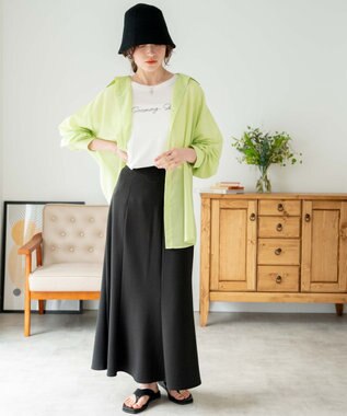 WEGO ボリュームスリーブシアーシャツ ライム