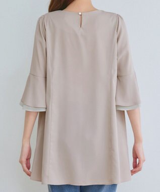 Tiaclasse 【新色追加】シフォンフレア袖チュニックブラウス グレージュ