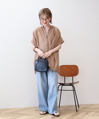 AMERICAN HOLIC 【予約】【WEB限定】イージーケア+接触冷感 フレンチスリーブギャザーシャツ Mocha