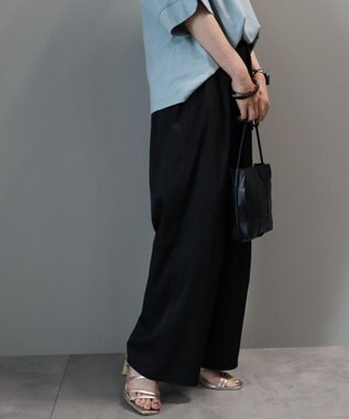 AMERICAN HOLIC イージーケア＋接触冷感ウエストタックワイドパンツ Black