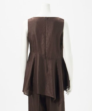 23区 【エステータ】チンツリネン ペプラム ブラウス ダークブラウン系
