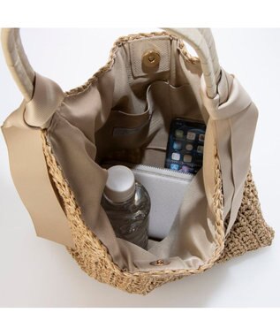 UNBILLION カシュカシュ cachecache / 下がりグログラン柄編みトートバッグ ベージュ